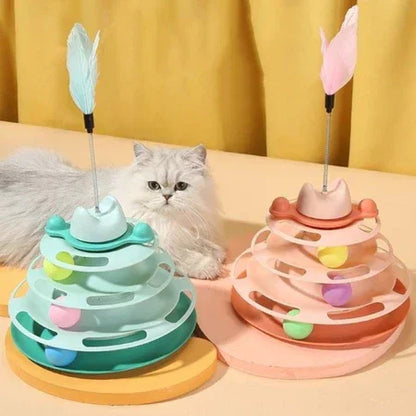 Torre interativa de três andares para gatos