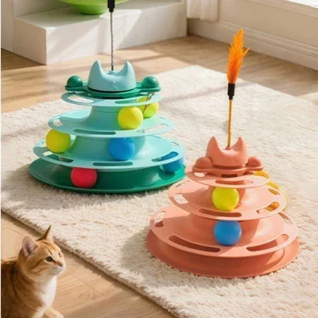 Torre interativa de três andares para gatos